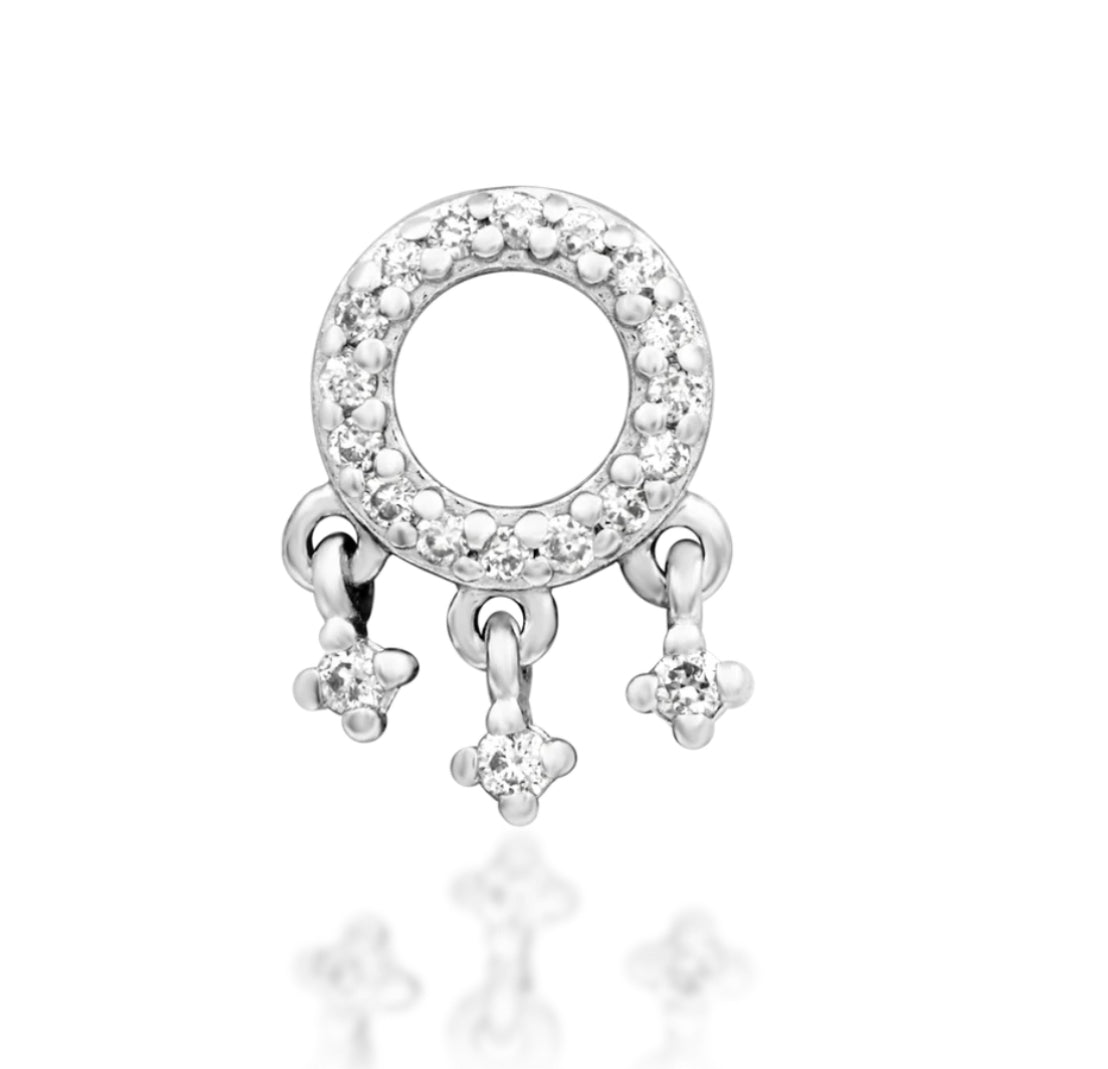 Junipurr Jewellery Amaze 14kt Gold Diamond April Birthstone Threadless End Dangle Charm Helix Earring