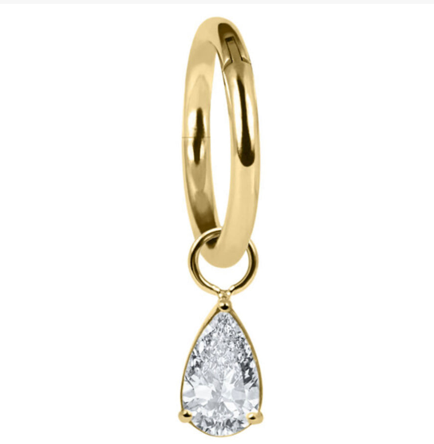 Titanium Hinged Segment Ring with Titanium Jewelled Pear Drop Charm