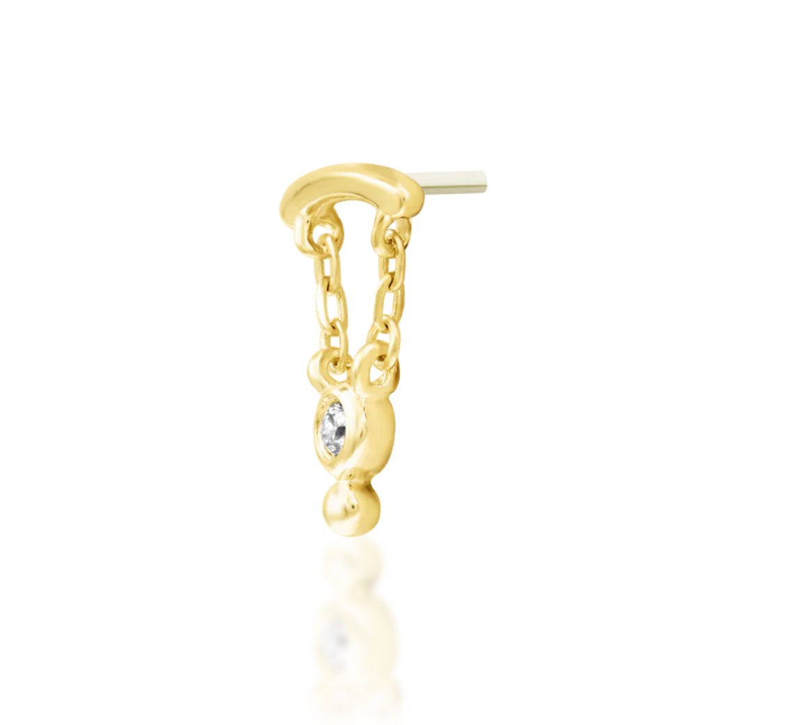 Junipurr – Helena Hidden Flat Helix Threadless End | 14K Gold & White CZ