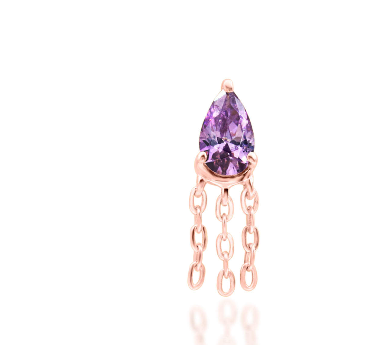 Junipurr Jewellery Fuji Amethyst February Birthstone Dangle Chain Faux Rook Threadless End
