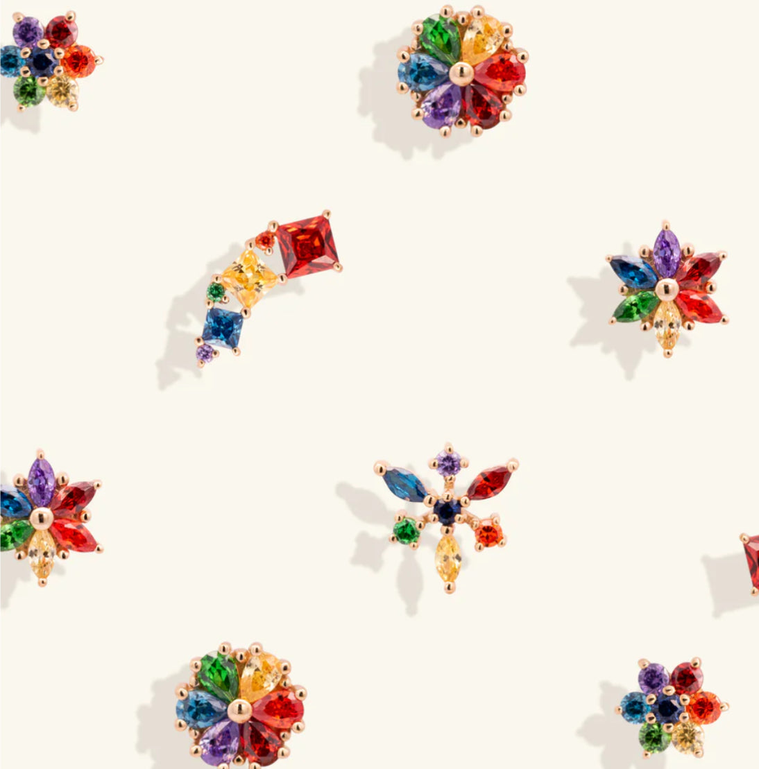 Junipurr Angela Curve Threadless End – 14k Gold Rainbow CZ | Helix & Conch