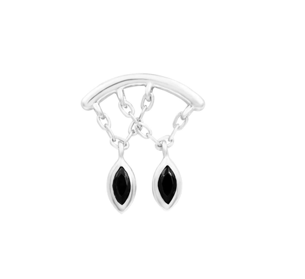 Junipurr Jewellery Delphine - Black CZ 14kt Gold Chain Threadless Attachment Helix Earring