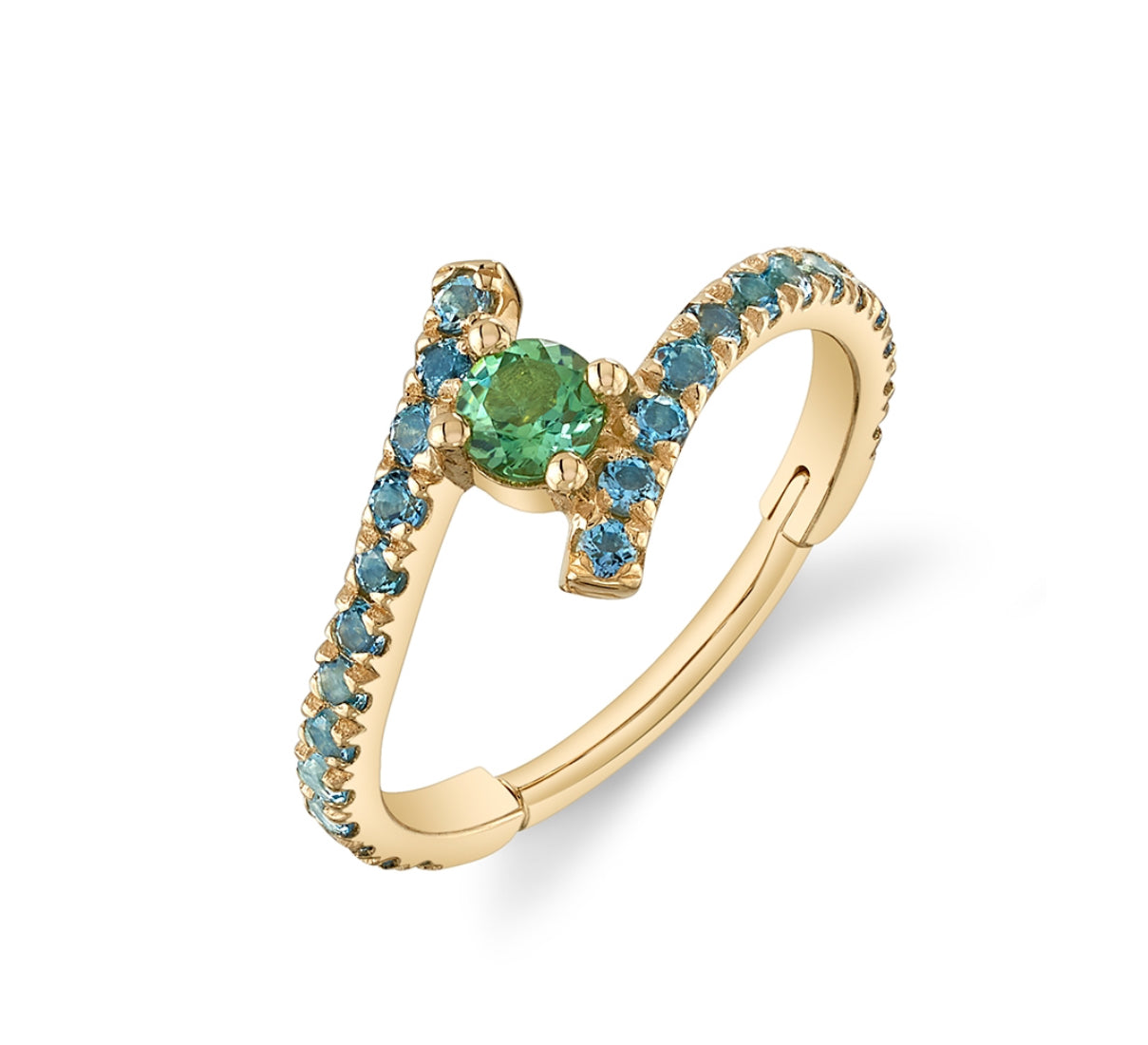 Design Your Own BVLA – Pick Your Setting & Gemstones - Gold Hinge Ring Finesse Round Conch Helix Diamond Gold Tourmaline Earring