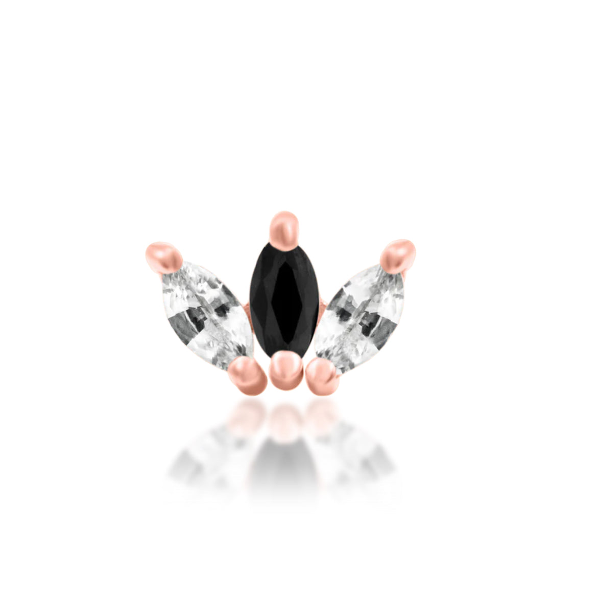 Junipurr Jewellery Clash 14kt Gold Black & White CZ Threadless Attachment Conch Earring