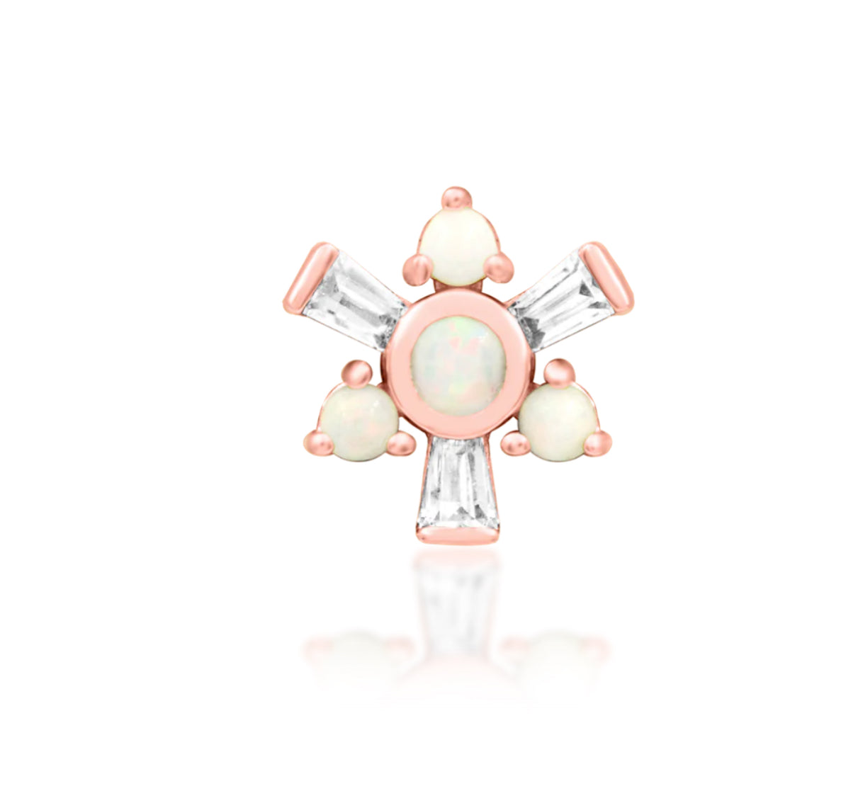 Junipurr Jewellery Carey 14kt Gold CZ & Opal Threadless Attachment Conch Earring