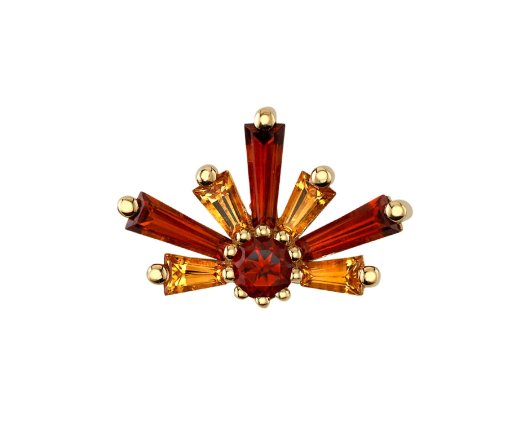 Design Your Own BVLA – Pick Your Setting & Gemstones - Half Supernova 14mm Gold Garnet Citrine Helix Conch Attachment Earring