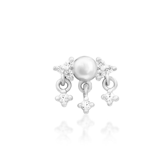 Junipurr Jewellery Bextor 14kt Gold CZ Chain Dangle Threadless Helox Earring