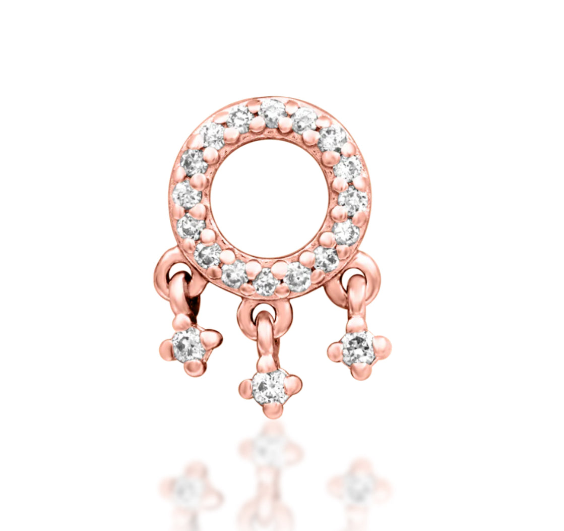 Junipurr Jewellery Amaze 14kt Gold Diamond April Birthstone Threadless End Dangle Charm Helix Earring