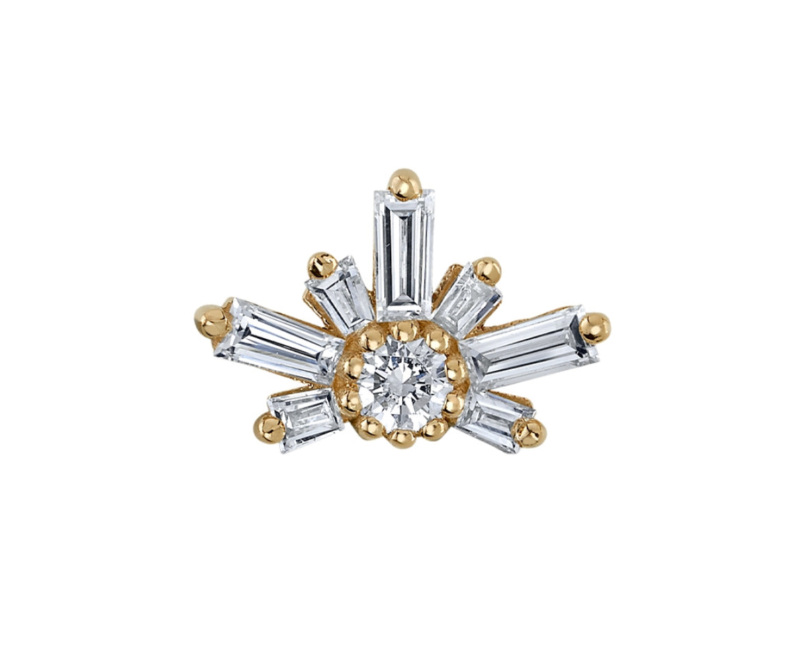 Design Your Own BVLA – Pick Your Setting & Gemstones - Half Mininova 8mm Gold Diamond Helix Conch Attachment Earring