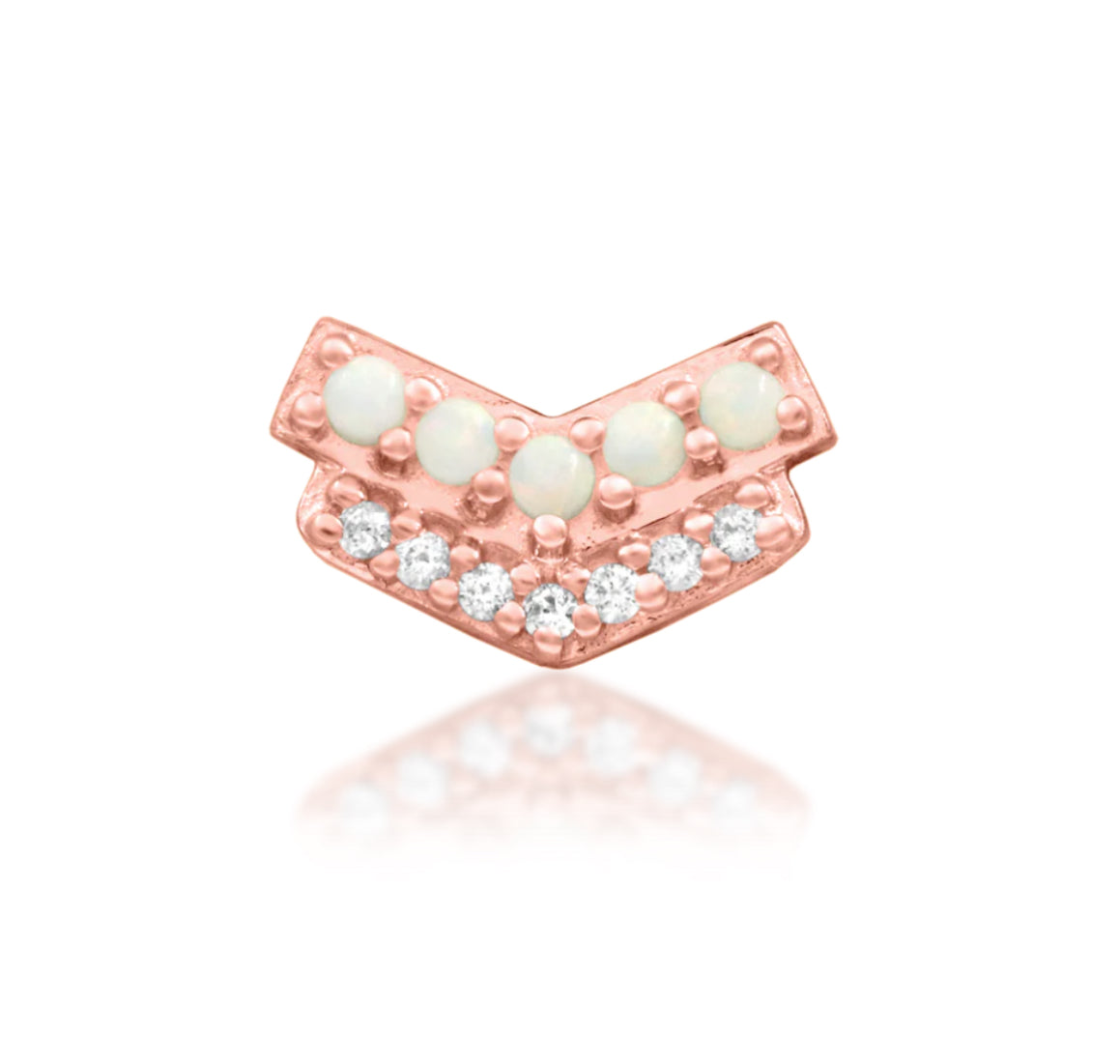 Junipurr Jewellery Chevry 14kt Gold Opal & CZ Threadless Attachment Chevron Helix Earring