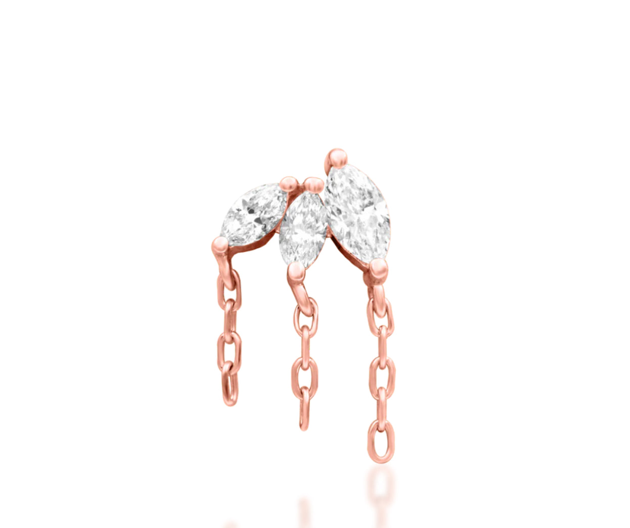 Junipurr Jewellery Infamous Diamond 14kt Gold Threadless Attachment Chain Charm April Birthstone Helix Earring