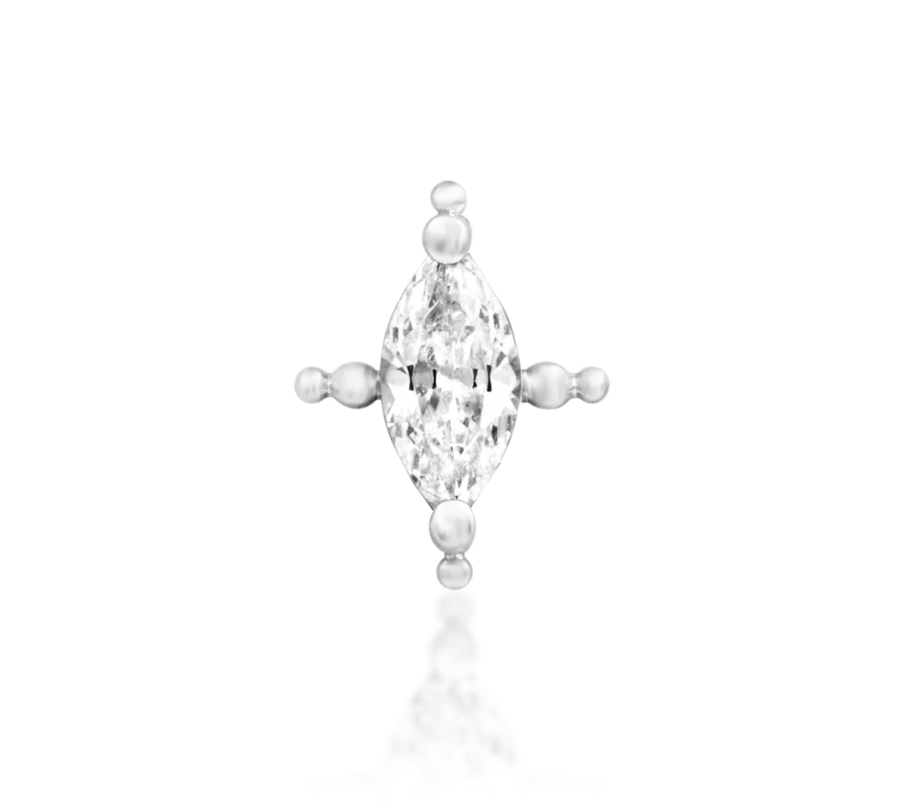 Junipurr Jewellery Beaded Marquise 14kt Gold Threadless Attachment Helix Earring