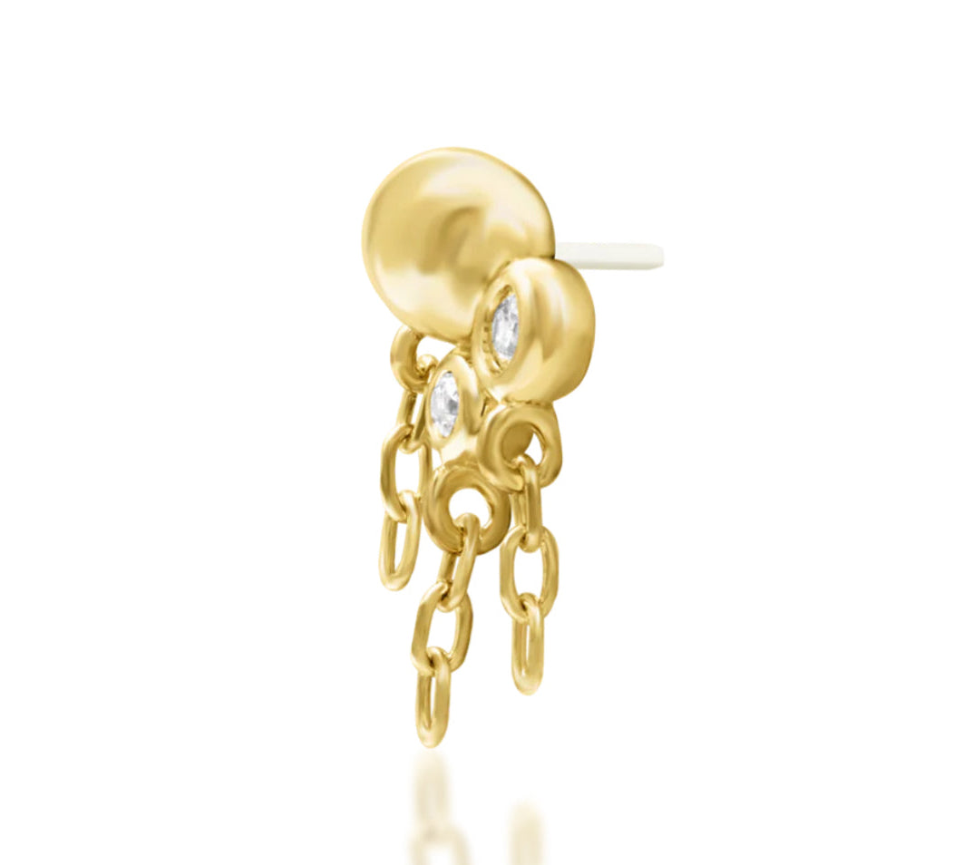 Junipurr Cleo Threadless End – 14k Gold | White CZ | Lobe, Helix & Conch Piercings
