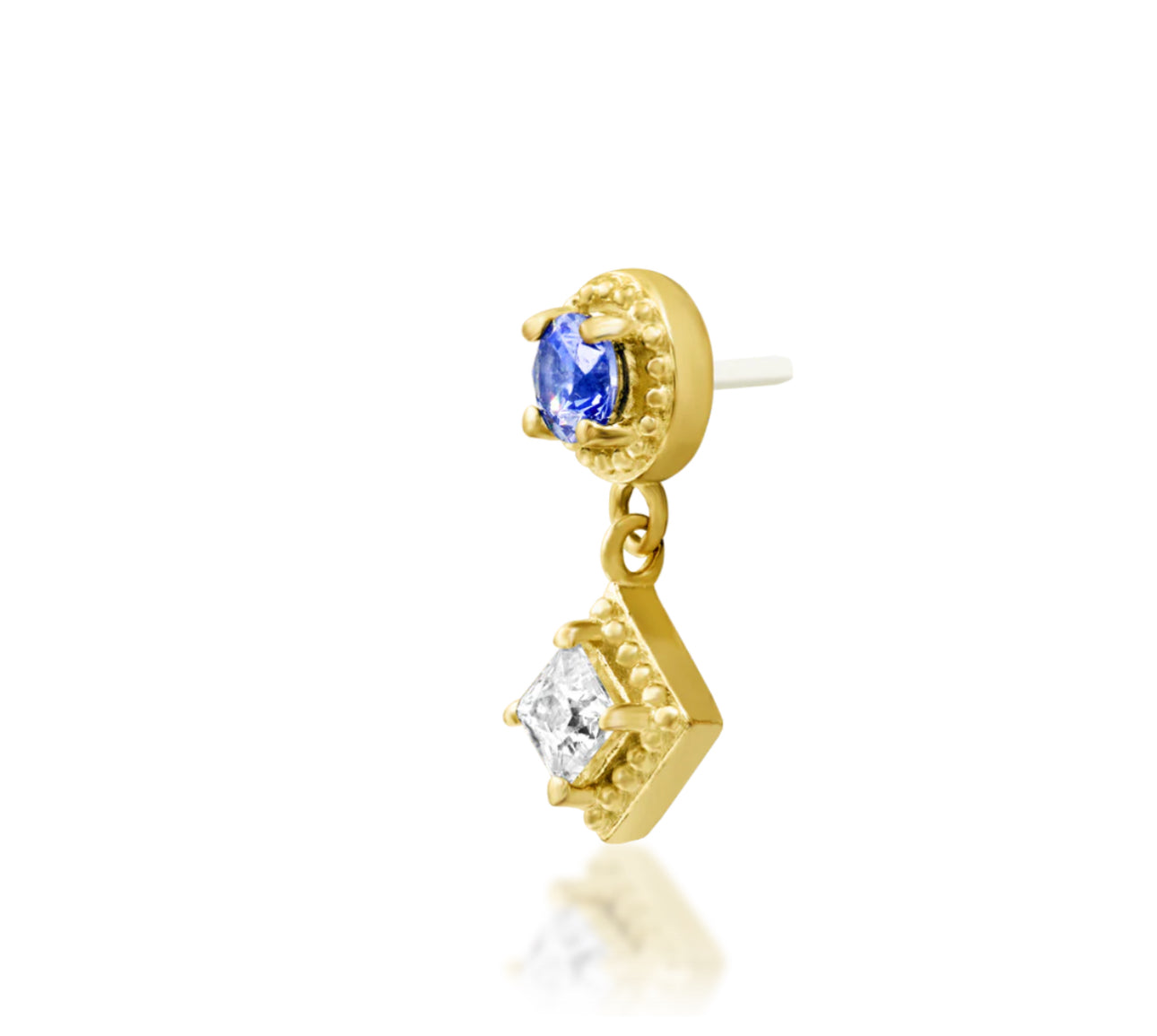 Junipurr Jewellery Angelina 14kt Gold Tanzanite CZ Dangle Charm Helix December Birthstone Earring