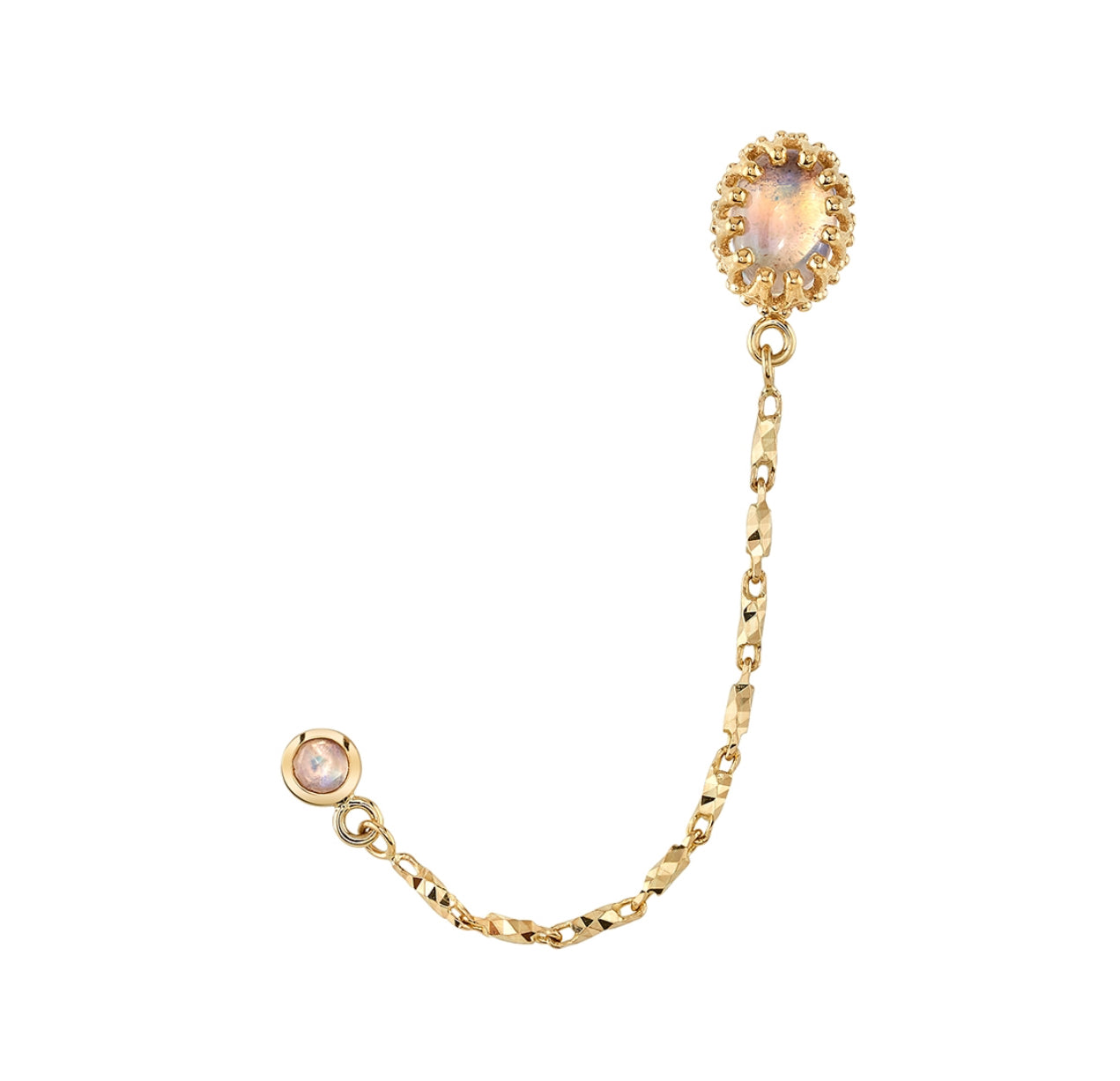 Design Your Own BVLA – Pick Your Setting & Gemstones - Estelle Gold Charm Chain Helix Conch Dangle Earring
