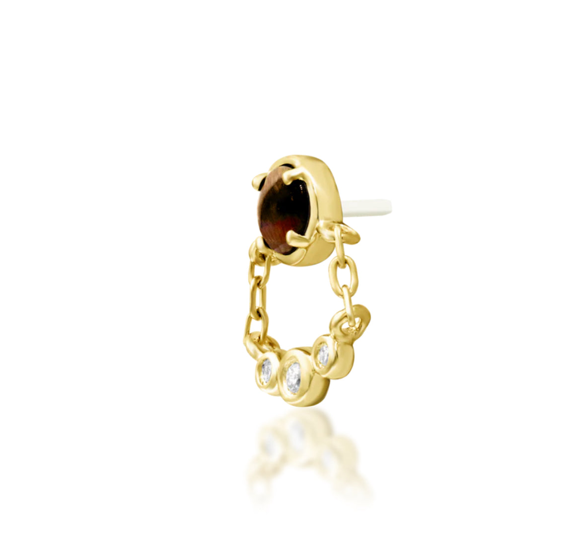 Junipurr Jewellery Zola 14kt Gold CZ Tiger Eye Chain Helix Threadless End