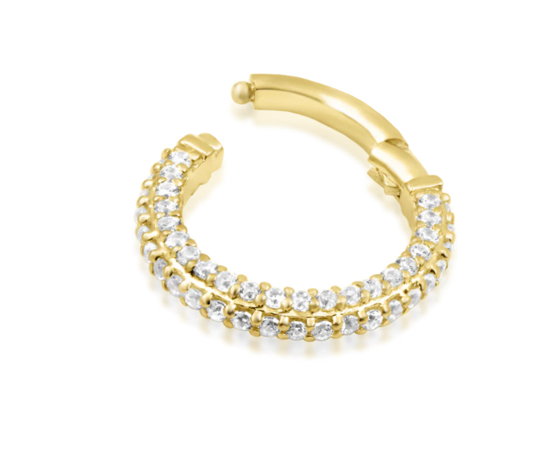 Junipurr Jewellery Demi 14kt Gold CZ Huggie Hinge Ring