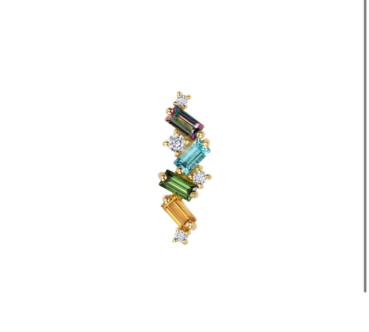 Design Your Own BVLA – Pick Your Setting & Gemstones- Genesis Diamond Sapphire Baguette Attachment End Helix Conch Earring