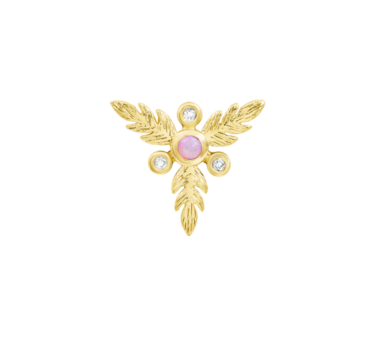 Junipurr Jewellery Rivendale 14kt Gold Opal & Pink CZ Threadless Attachment Conch Earring