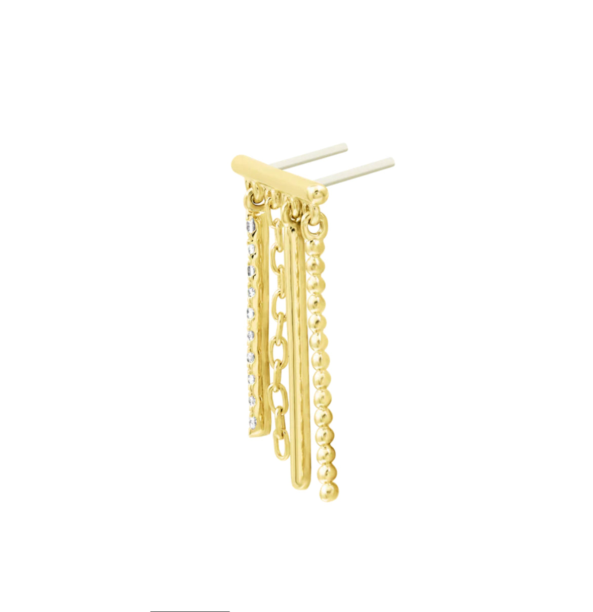 Junipurr Jewellery Chime 14kt Gold CZDangle Chain Hidden Helix