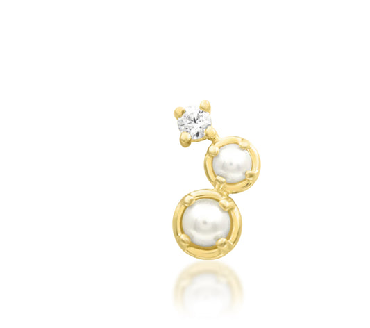 Junipurr Jewellery Gatsy 14kt Gold Pearl CZ Helix Earring