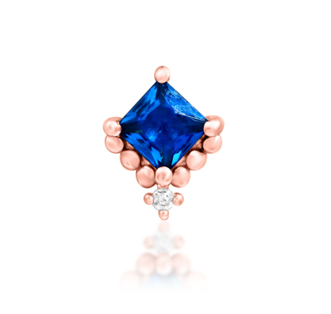 Junipurr Jewellery 14kt Gold Hesper Blue beaded Threadless Attachment Conch Earring
