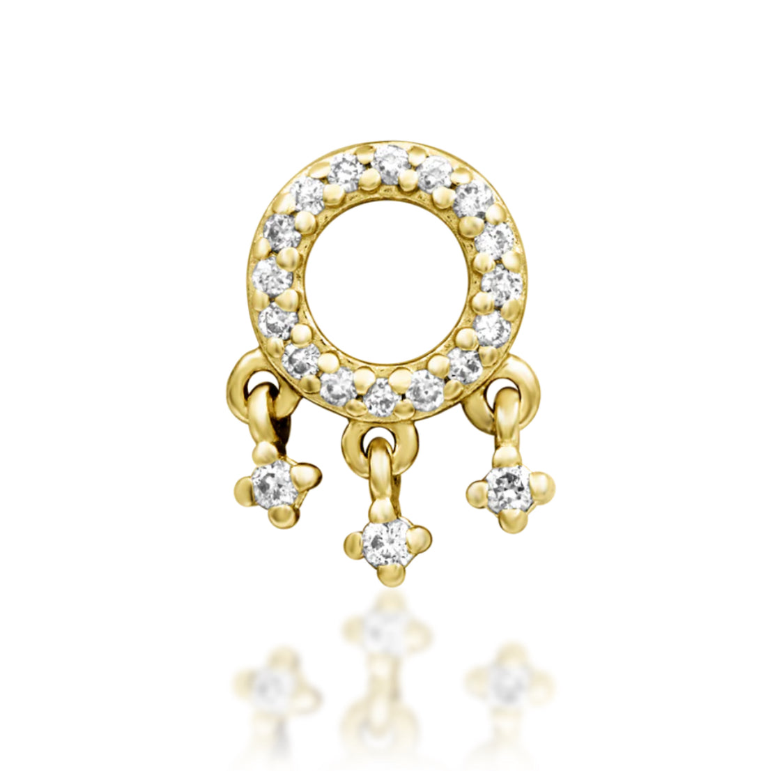 Junipurr Jewellery Amaze 14kt Gold Diamond April Birthstone Threadless End Dangle Charm Helix Earring