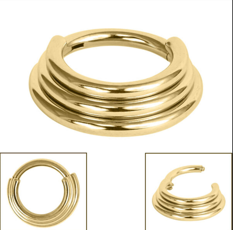 Titanium 3 Tier Stacked Hinged Clicker Ring