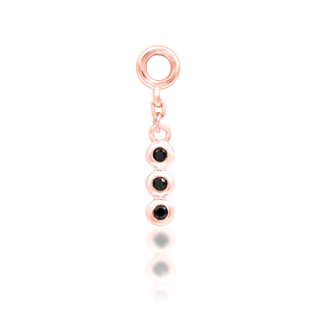 Junipurr Jewellery Cohen 14kt Gold Chain Charm Black CZ Dangle lobe Earring