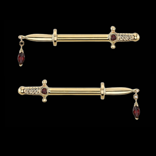 BVLA Design Your Own – Kiss Of Death Nipple & Industrial Barbell | Custom Gold & Gemstones