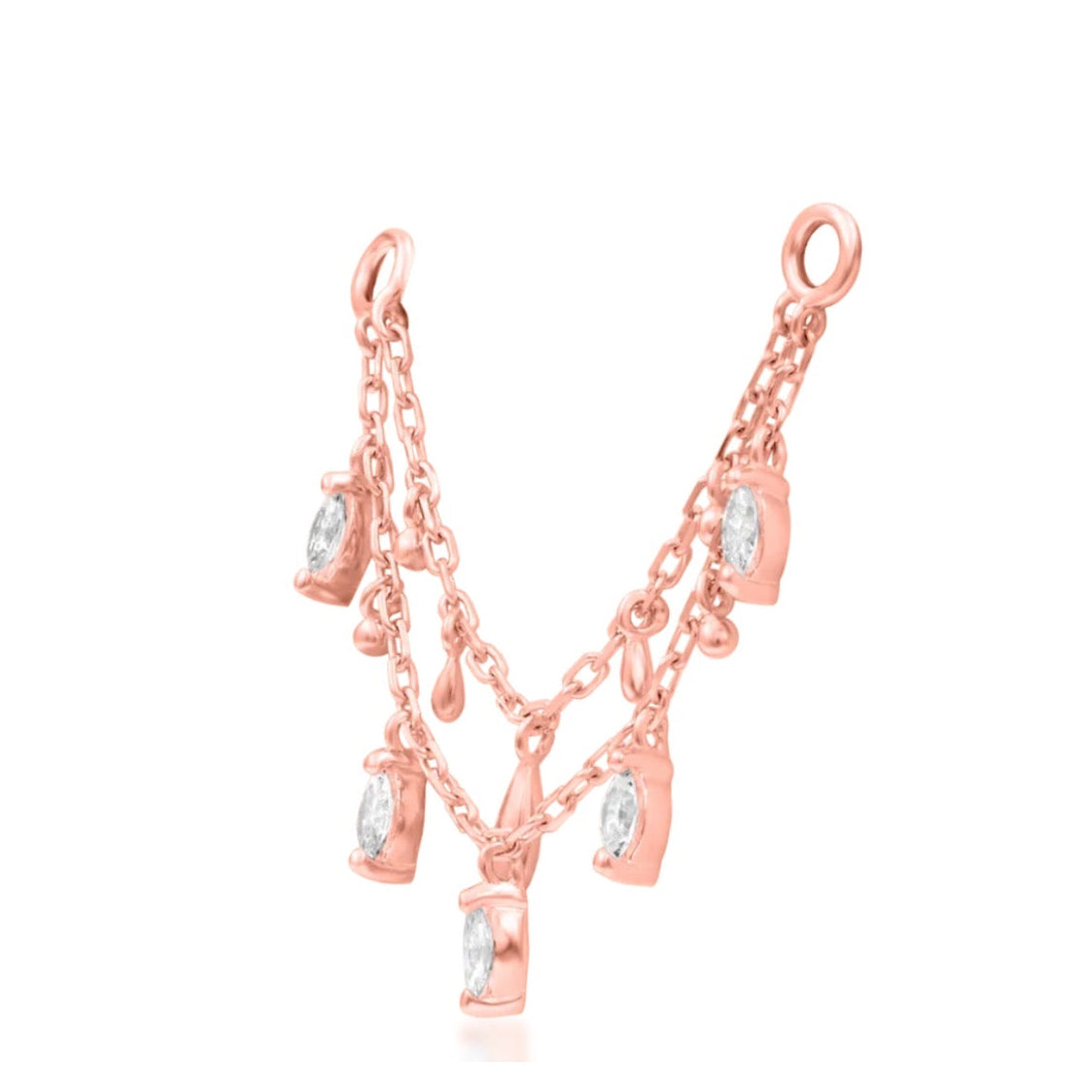 14k Gold Marquise CZ Piercing Chain | Junipurr Marilyn