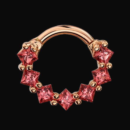 BVLA Design Your Own – Tiffany Hinge Septum & Daith Ring | Gold & Sapphire