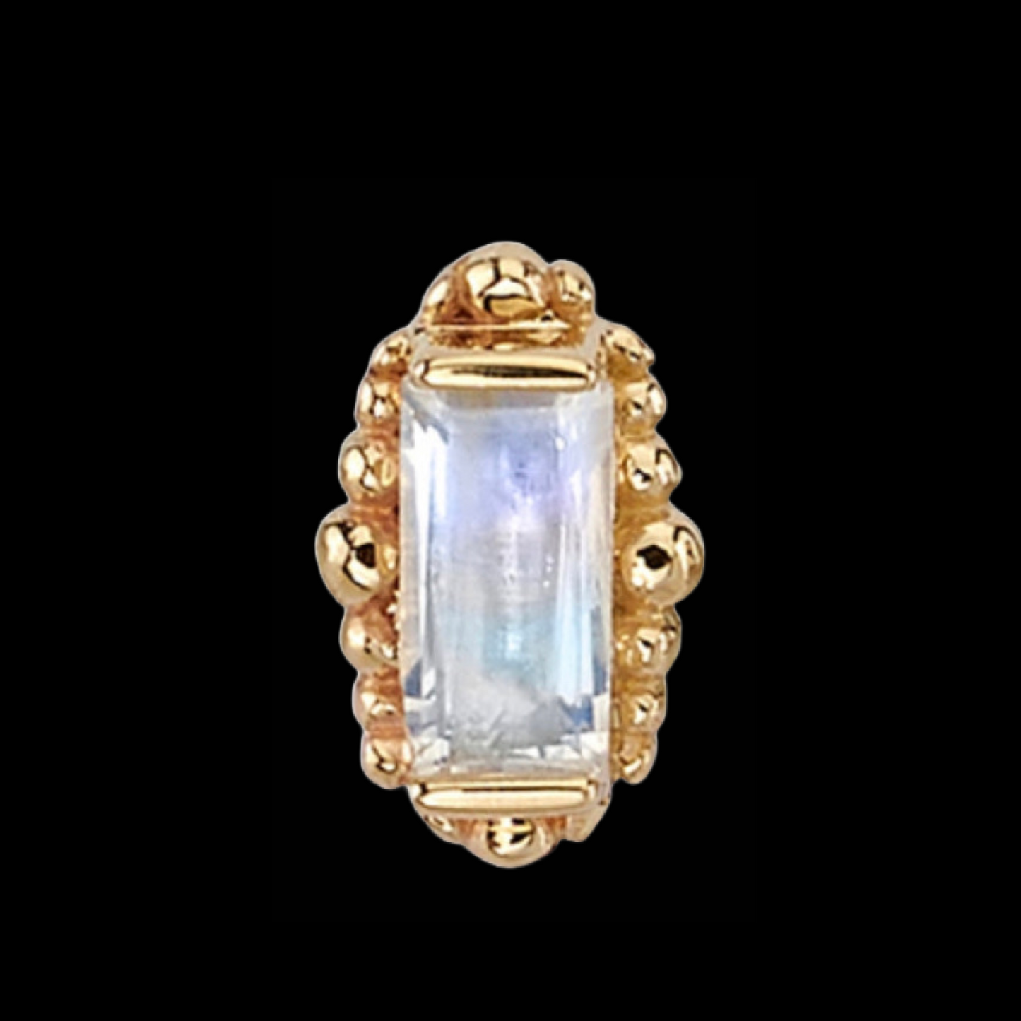 Design Your Own BVLA – Pick Your Setting & Gemstones - Beaded Baguette Rainbow Moonstone Baguette Gold Conch Helix Earring