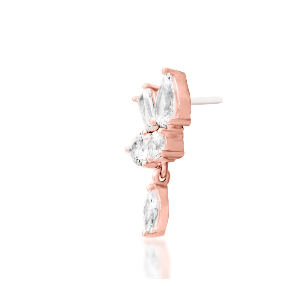 Junipurr Farah solid 14k gold White CZ statement threadless end.