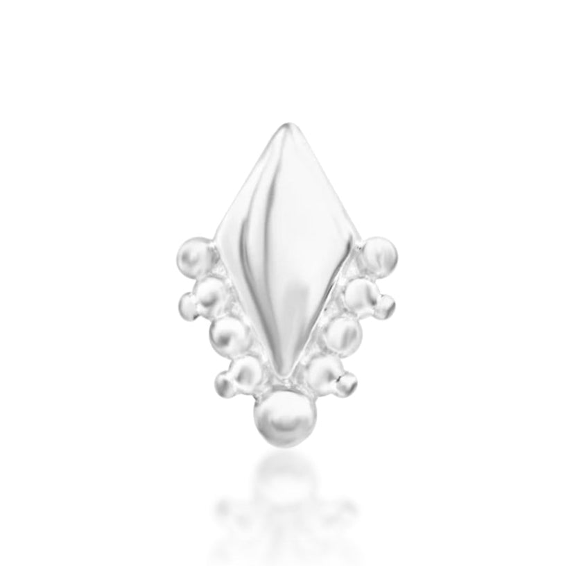 Junipurr Audrey threadless jewelry in 14k gold featuring beaded geometric, suitable for lobe, helix, or conch pierci