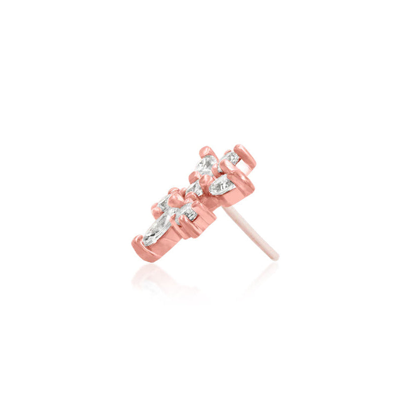 Side profile of Junipurr Jewellery Anna snowflake end in rose gold