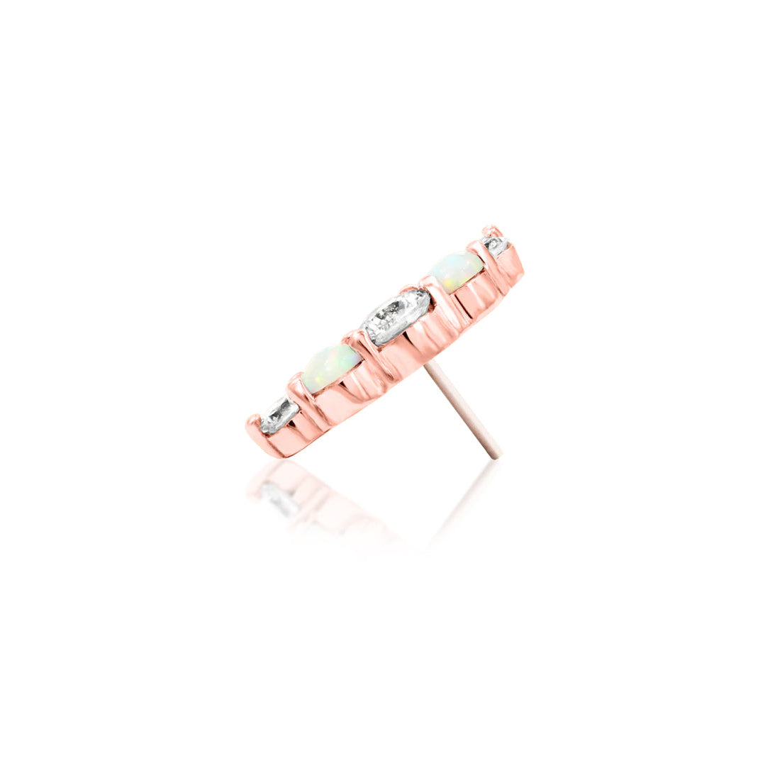 Side profile of Junipurr Jewellery Dani rose gold slim decorative end