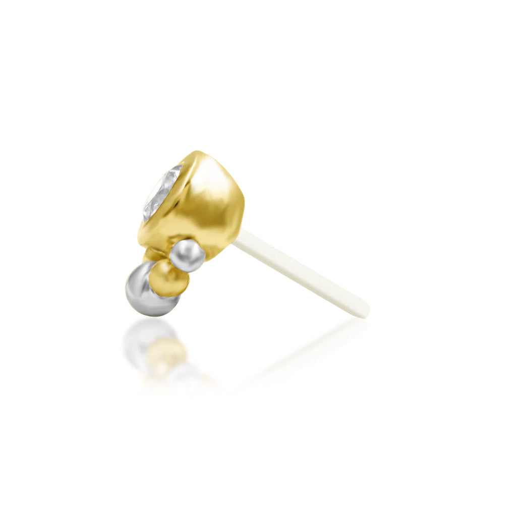 Side profile of Junipurr Jewellery Darling decorative end showing compact square profile