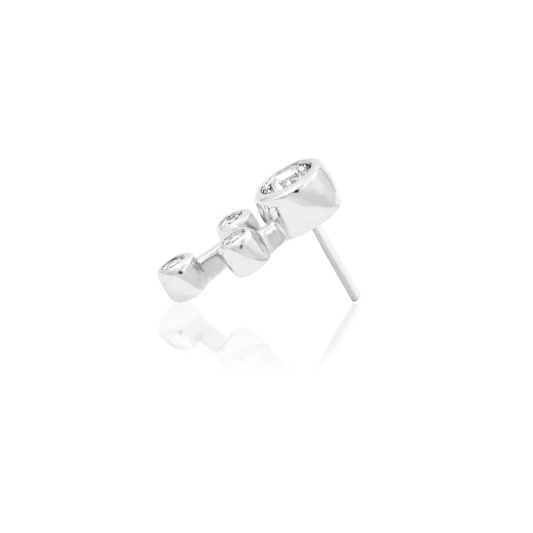 Side profile of Junipurr Jewellery Starbright white gold threadless decorative end