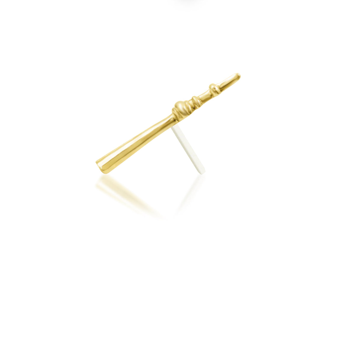 Full side profile of the Junipurr Jewellery The 6IX in 14k yellow gold, designed for comfortable wear in helix and flat piercings.