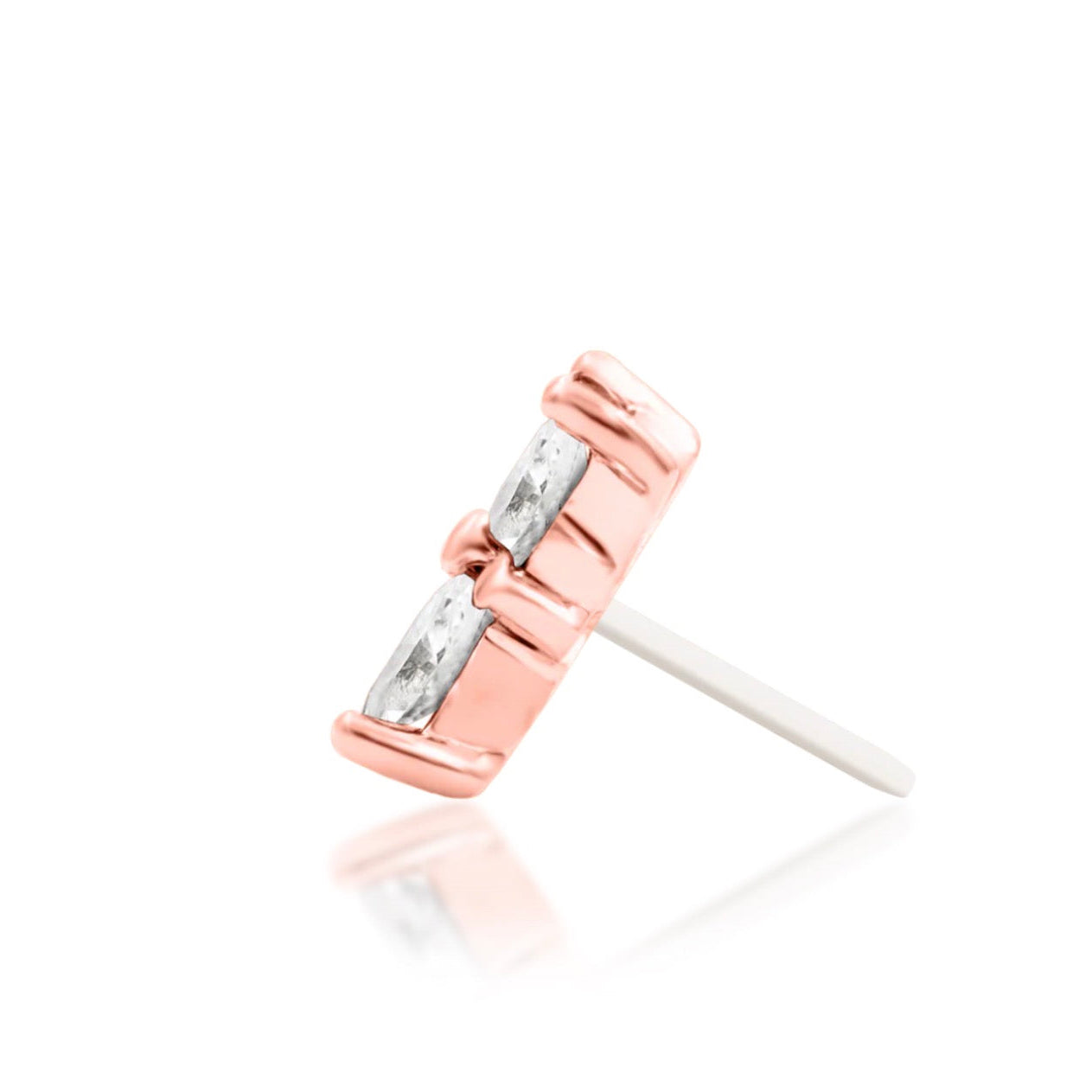 Junipurr Lilliana 14k rose gold threadless end side profile with delicate botanical silhouette