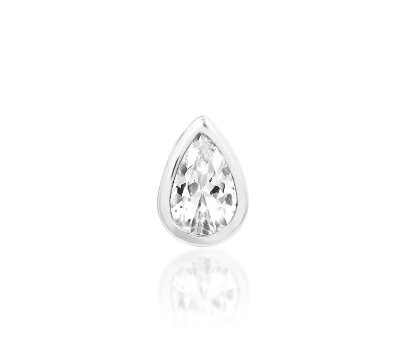 Junipurr Mary Conch Lobe Threadless End in 14K white gold with crystal clear CZ gemstone