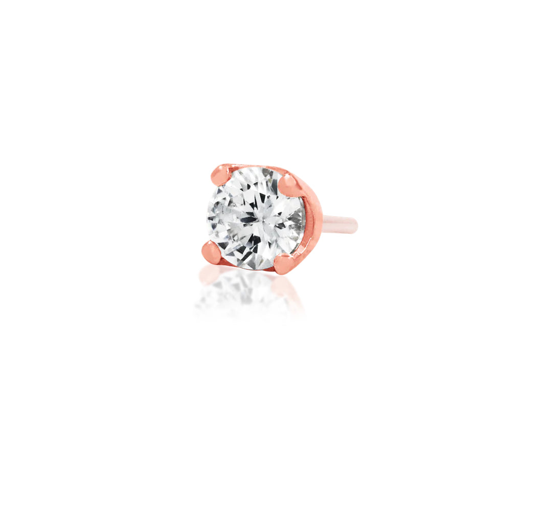 Junipurr Prong Set CZ 14kt Gold Threadless End | Helix Lobe Tragus