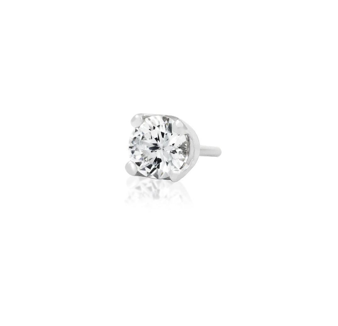 Junipurr Prong Set CZ 14kt Gold Threadless End | Helix Lobe Tragus