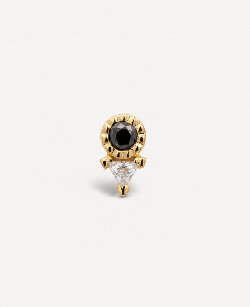 Junipurr Sika black and white CZ 14k gold jewellery from the Contrast Collection
