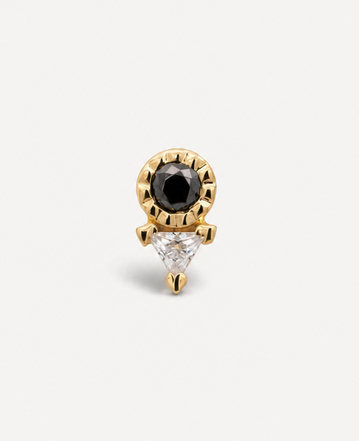 Junipurr Sika black and white CZ 14k gold jewellery from the Contrast Collection