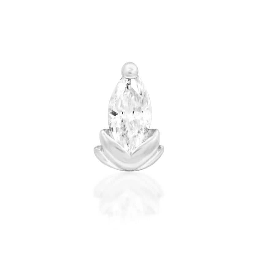 Junipurr Uma threadless end in 14K white gold with White CZ gemstone