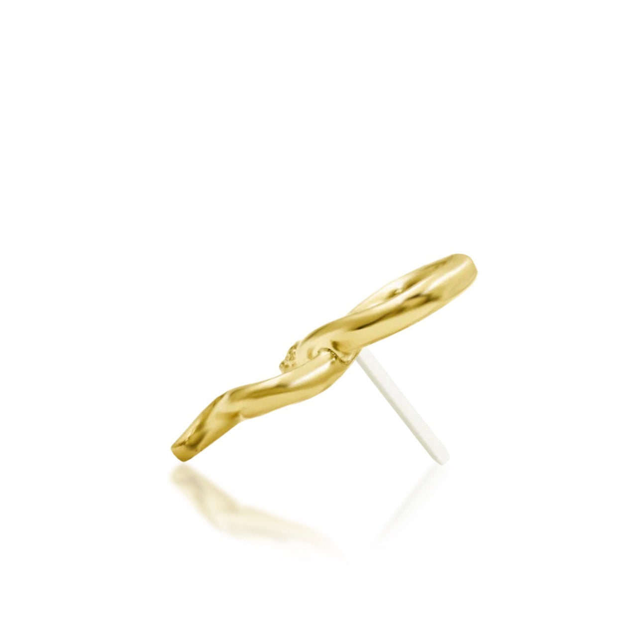 Elongated yellow gold snake cartilage end measuring 5.2mm wide by 10mm high