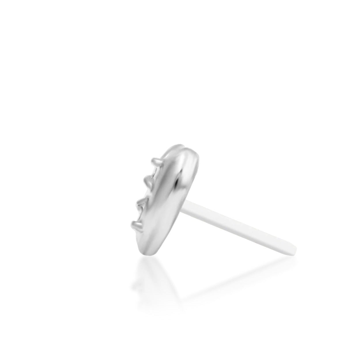 Heart tragus stud in solid 14k white gold with a compact polished silhouette.