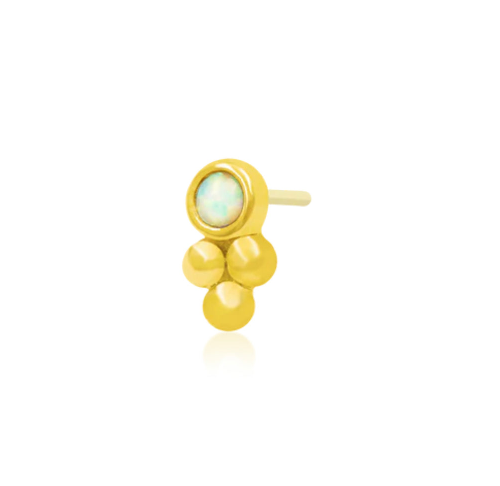 Junipurr Jewellery 14kt Bezel-Set tri-bead Opal Threadless End